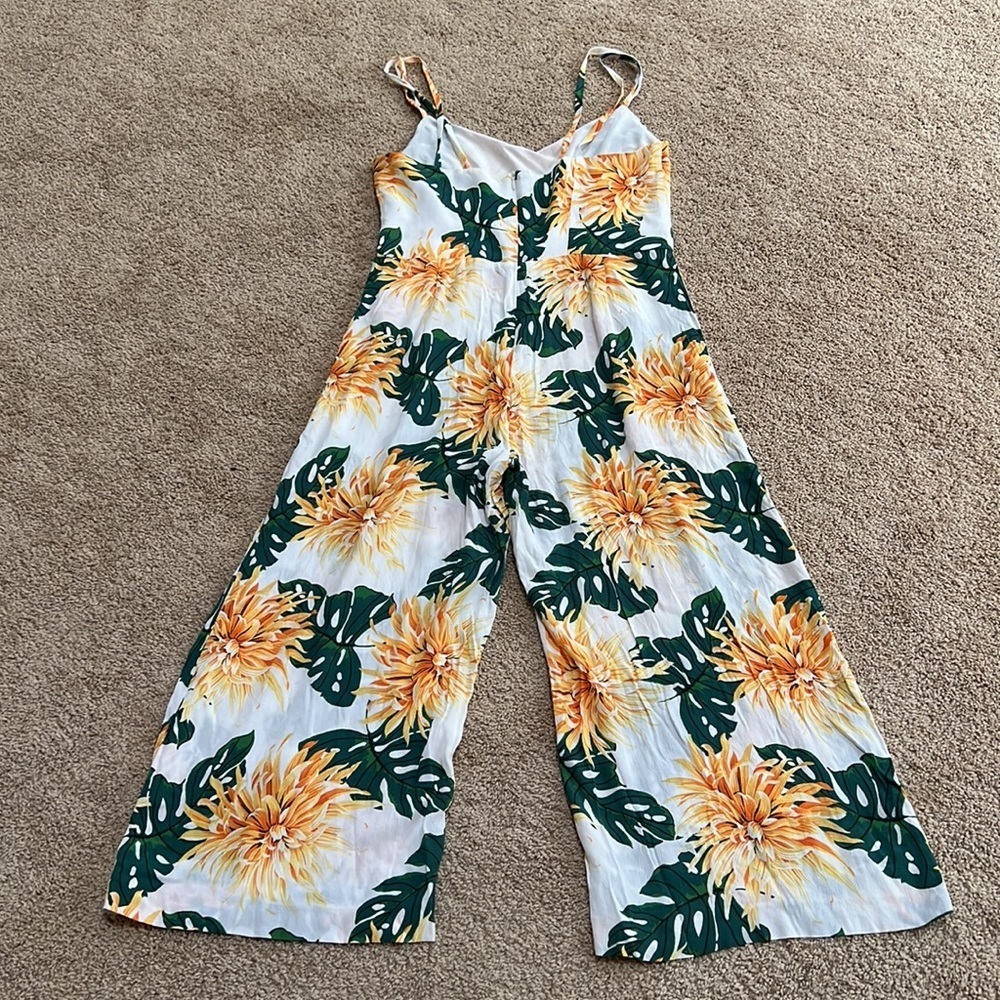 ZARA size M white multi jumpsuit flow culotte - Picture 13 of 13